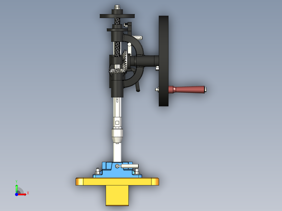 Antique Union立式钻床3D数模图纸 INVENTOR设计前视图