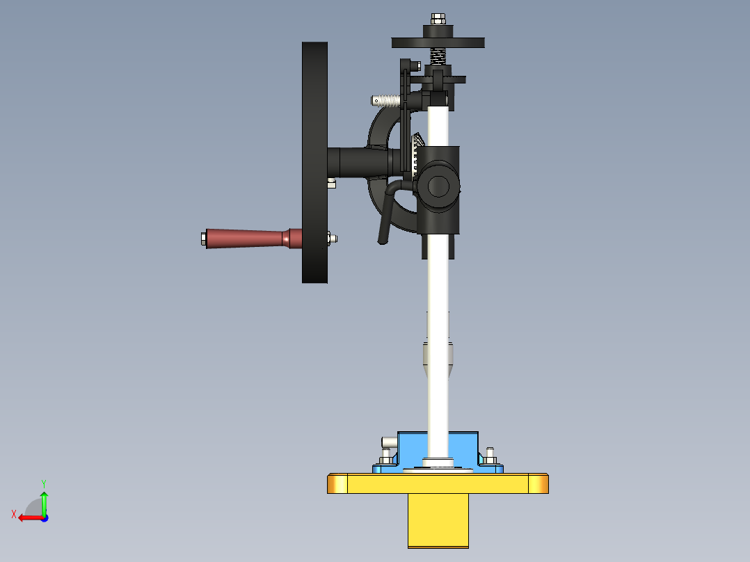 Antique Union立式钻床3D数模图纸 INVENTOR设计后视图