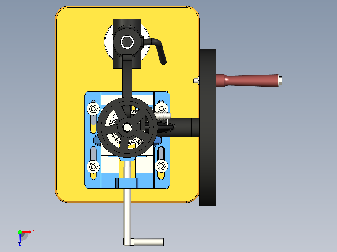 Antique Union立式钻床3D数模图纸 INVENTOR设计俯视图