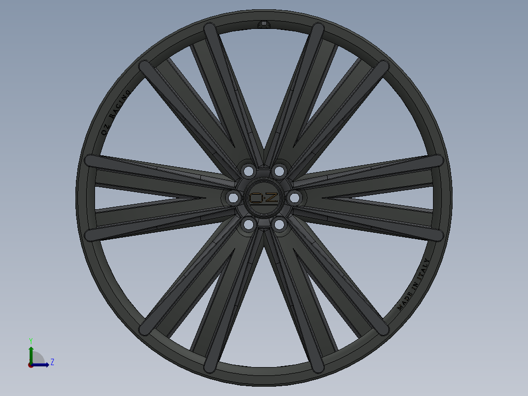 solidworks 赛车轮毂设计左视图