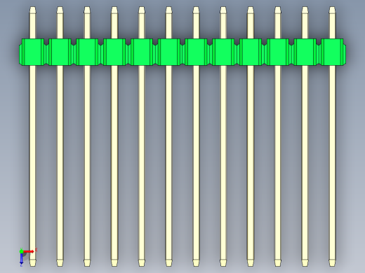 彩色公头100mil（2.54mm）系列-DS1021_green_1x12p_100mil_Type19_rev1.0俯视缩略图