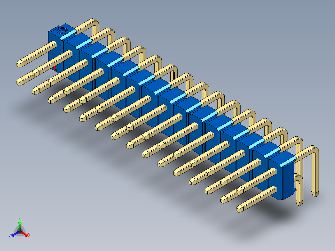 彩色公排针 100mil 2.54mm 系列-DS1022_blue_2x15p_100mil_TypeD_rev1.0主视图