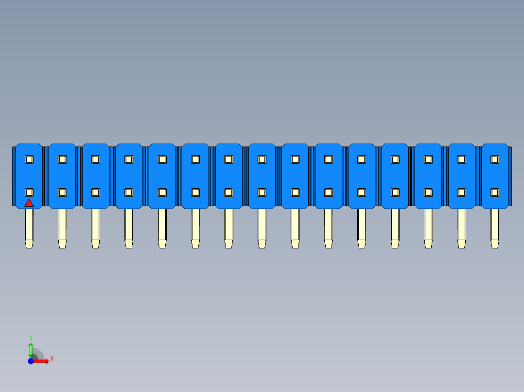 彩色公排针 100mil 2.54mm 系列-DS1022_blue_2x15p_100mil_TypeD_rev1.0前视图