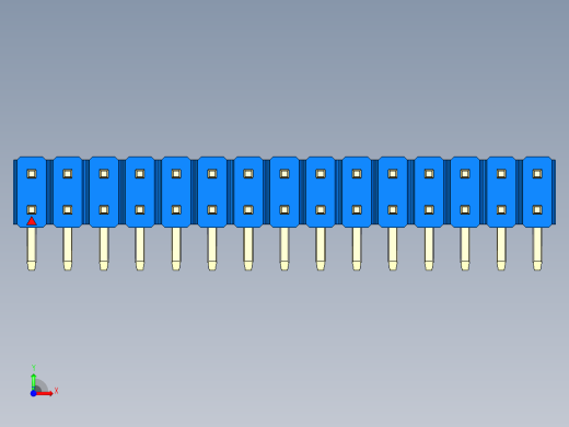 彩色公排针 100mil 2.54mm 系列-DS1022_blue_2x15p_100mil_TypeD_rev1.0前视缩略图