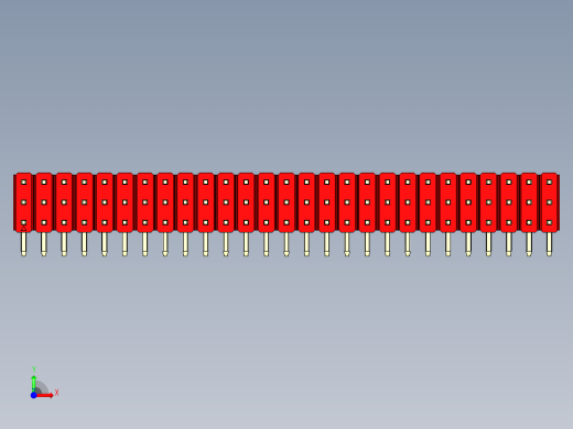彩色公排针 100mil 2.54mm 系列-DS1022_red_3x27p_100mil_TypeD_rev1.0前视缩略图