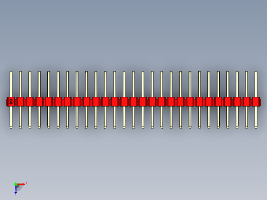 彩色公排针 100mil 2.54mm 系列-DS1022_red_3x27p_100mil_TypeD_rev1.0俯视缩略图