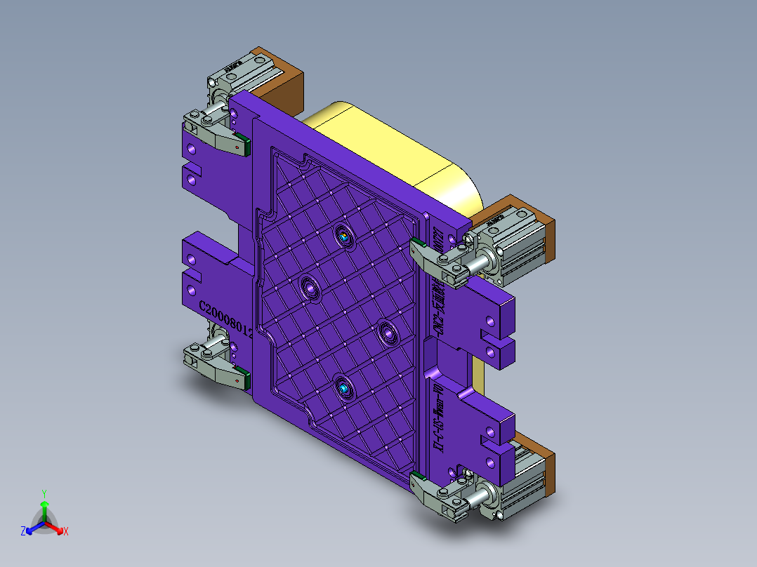 X1-C-US-笔记本CNC工装夹具三维模型WWAN-V0-CNC2-反面胶位加工-200727正等轴测图