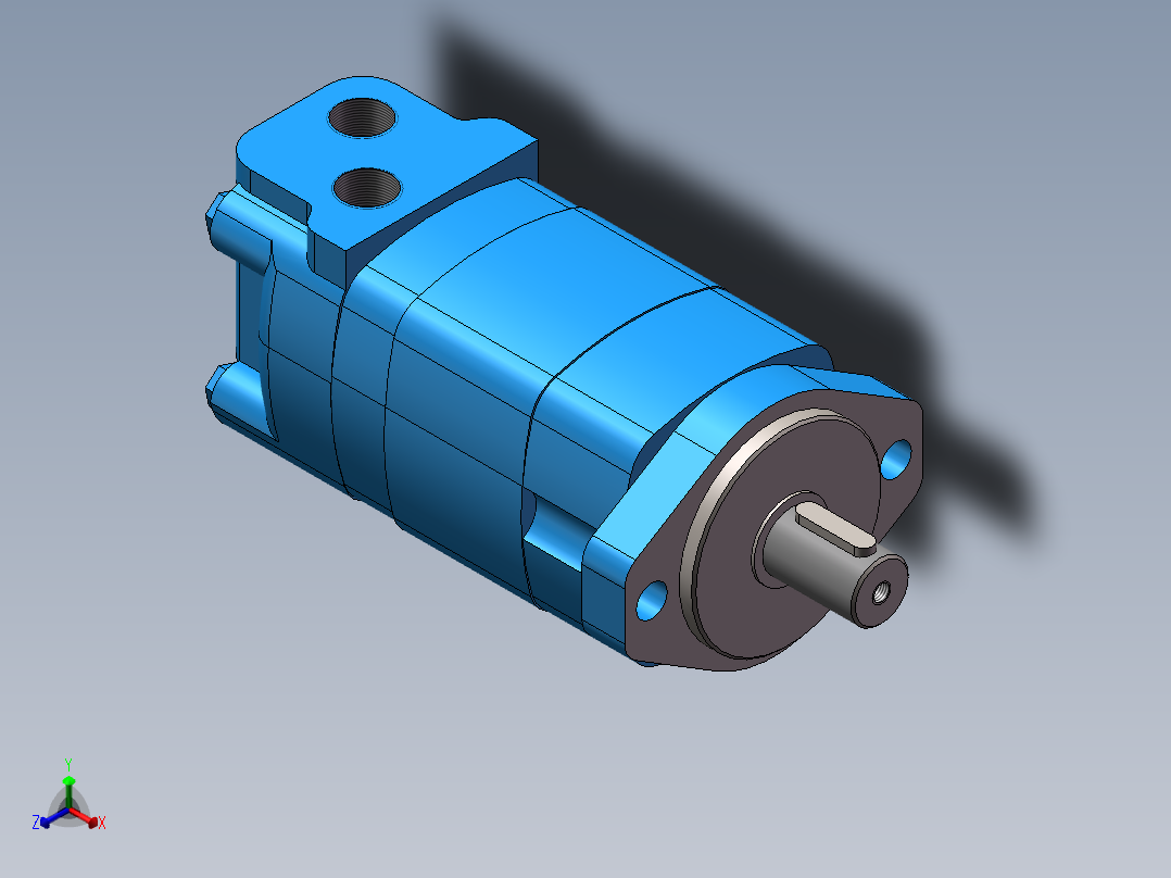 伊顿2K-245摆线液压马达平键标准轴正等轴测图