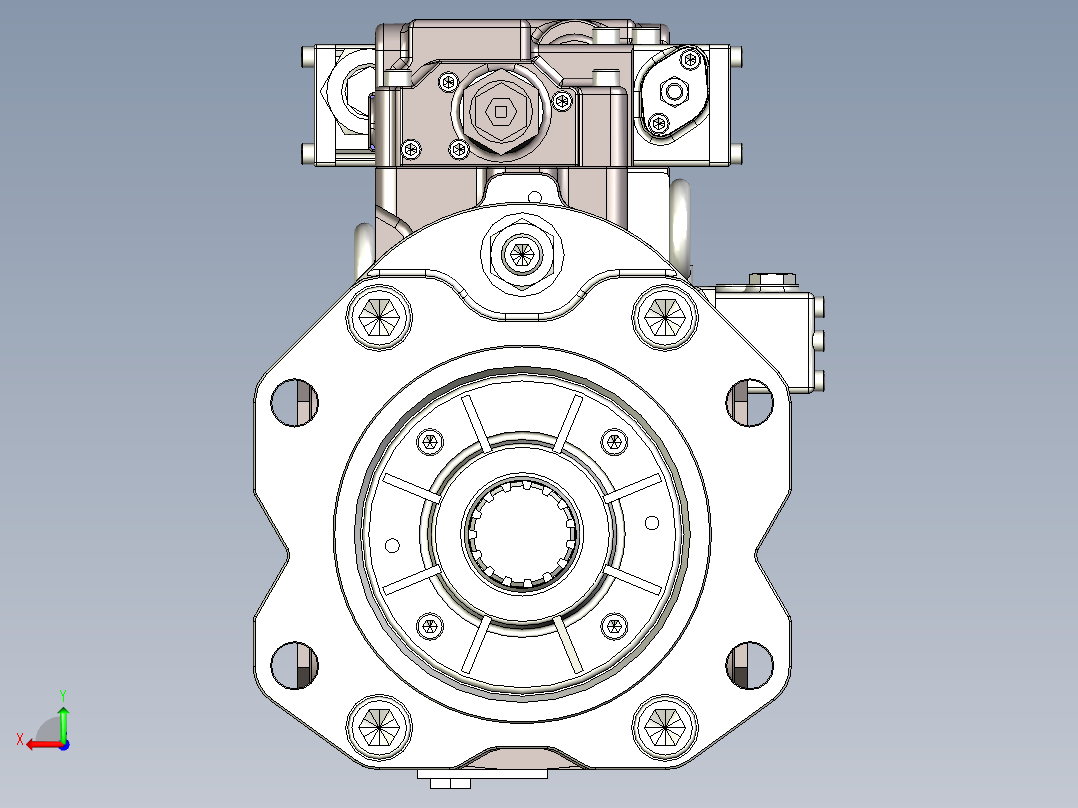 川崎K3V泵模型K3V140DT 1HQR 6N49后视图