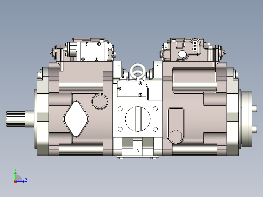 川崎K3V泵模型K3V140DT 1HQR 6N49左视图