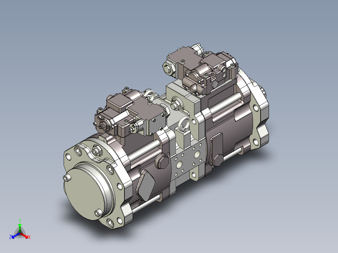 川崎K3V泵模型K3V140DT 1HQR 6N49正等轴测图