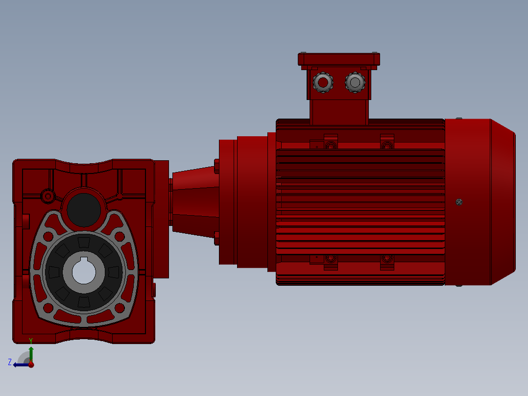 准双曲面齿轮减速机右视图