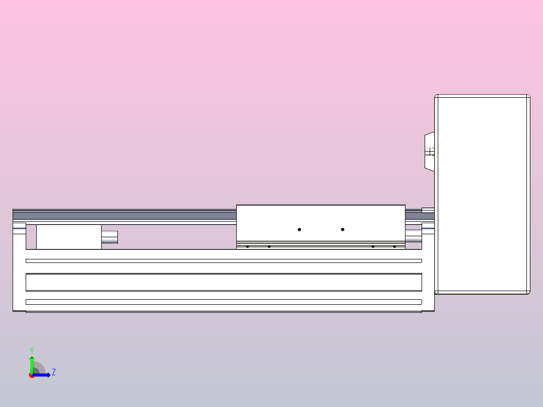 皮带直线轴半封闭可选导轨TPA-HNB-175D-140-L100-LU-Y-P75-N3左视图