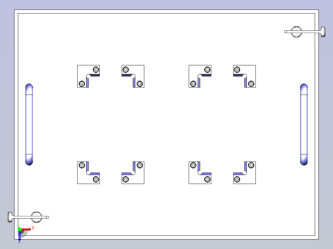 一款换装夹具（板）的定位和锁定机构3D模型俯视图