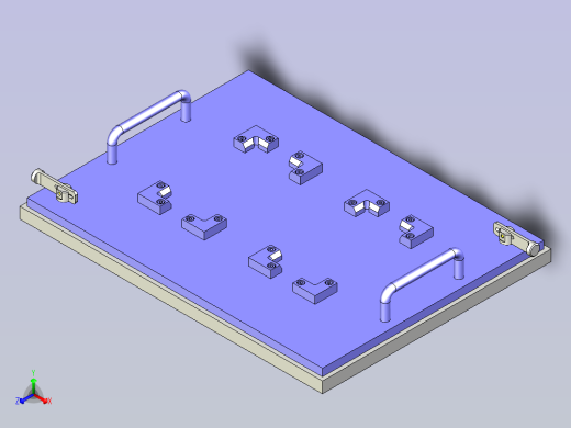一款换装夹具（板）的定位和锁定机构3D模型正等轴测缩略图