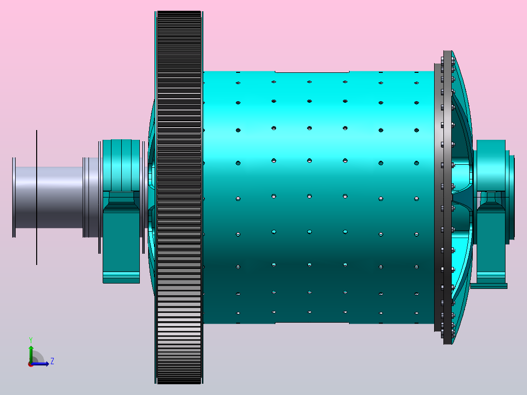 矿石研磨球磨机ball-mill-模型格式为 sw左视图