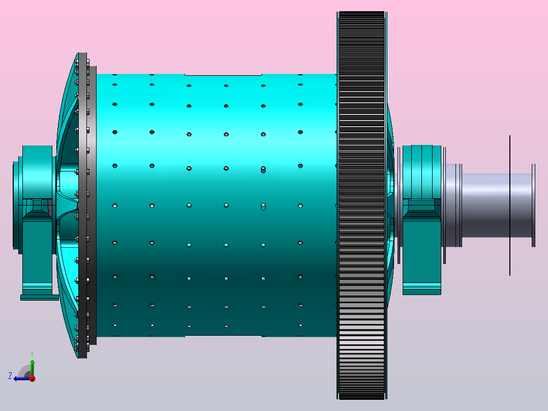 矿石研磨球磨机ball-mill-模型格式为 sw右视图