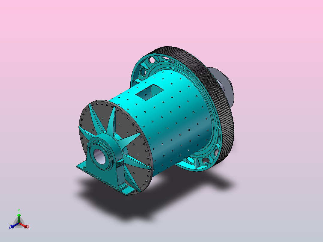 矿石研磨球磨机ball-mill-模型格式为 sw正等轴测图