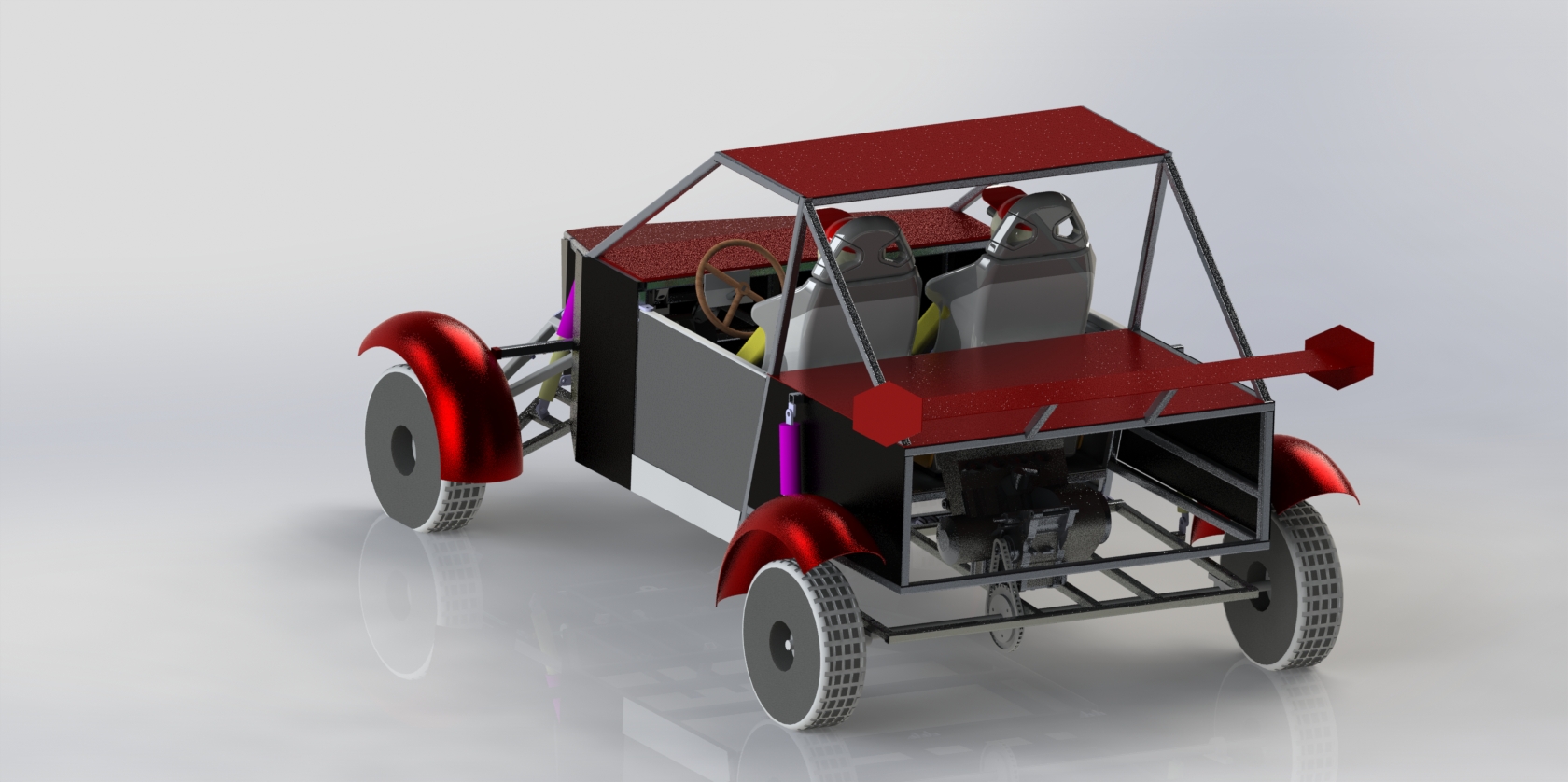 15马力双座卡丁车简易结构3D图纸 IGS格式