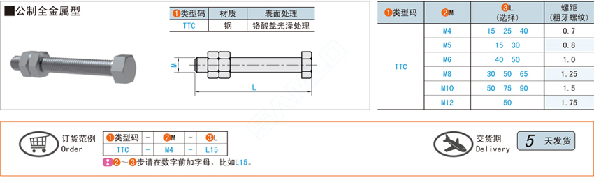 可调压紧头-公制全金属型@TTC
