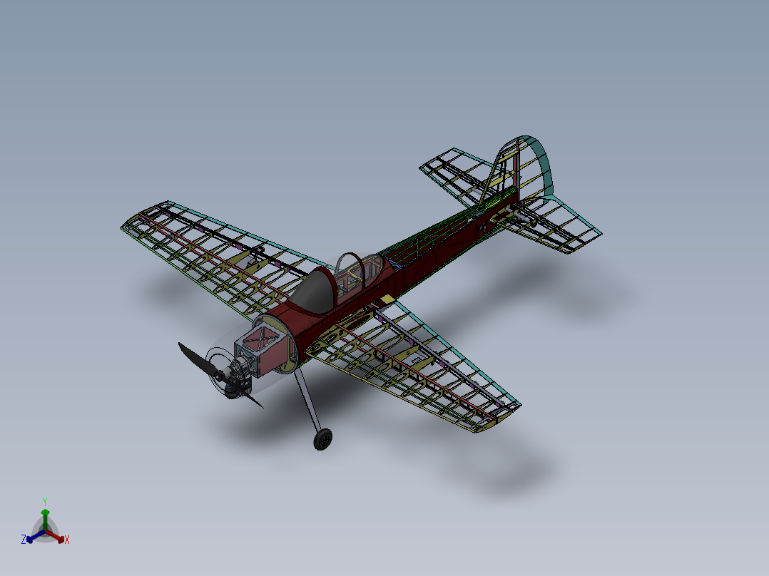 特技飞机油动航模正等轴测图