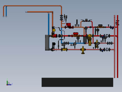 供热变电所管道系统左视缩略图