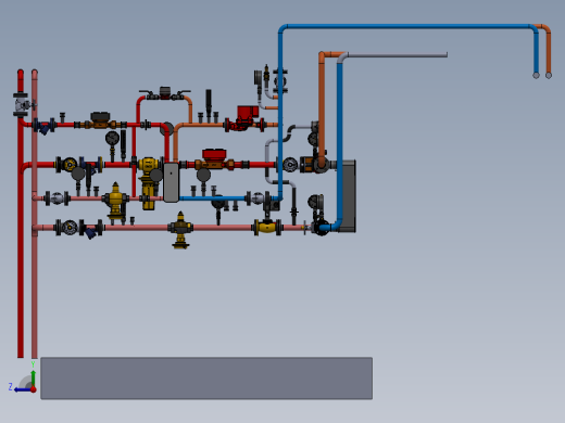 供热变电所管道系统右视缩略图