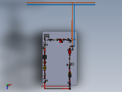 供热变电所管道系统俯视缩略图