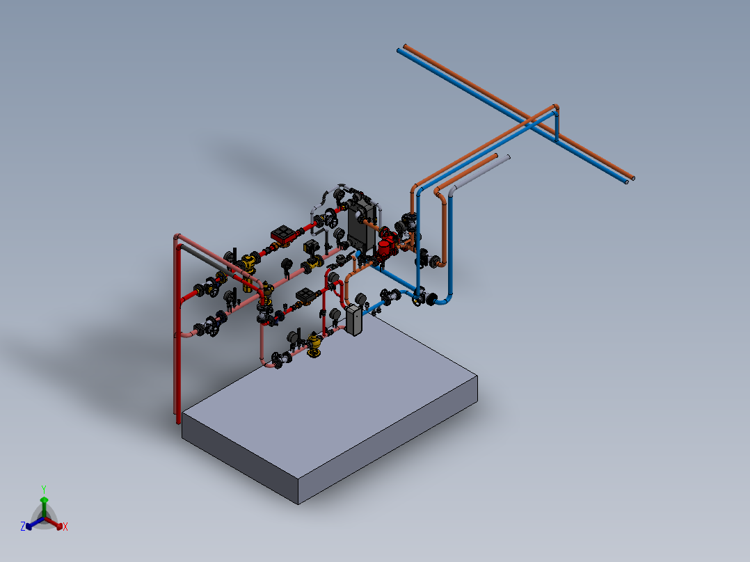 供热变电所管道系统正等轴测图