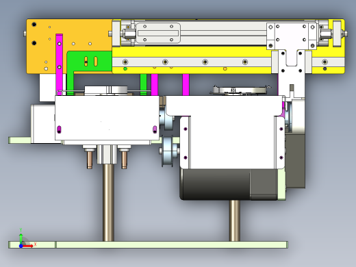 单电机驱动双输送带3D数模图纸 STP格式前视缩略图