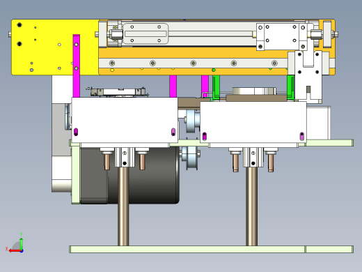 单电机驱动双输送带3D数模图纸 STP格式后视缩略图