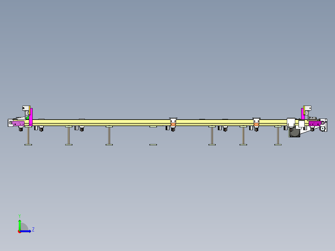 单电机驱动双输送带3D数模图纸 STP格式左视图