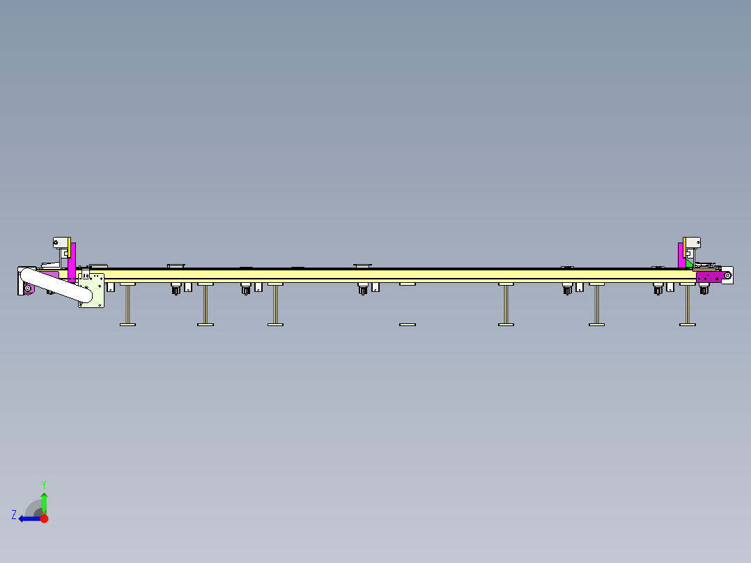 单电机驱动双输送带3D数模图纸 STP格式右视图