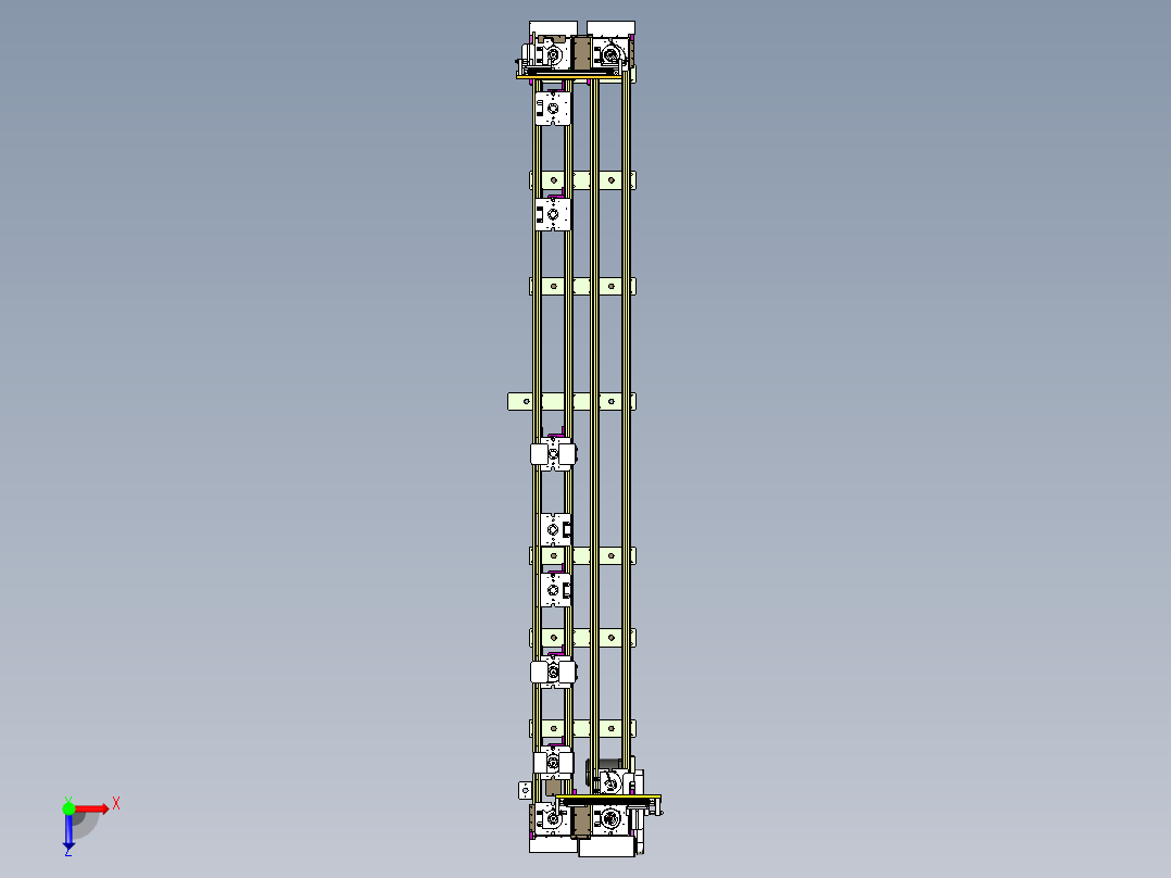 单电机驱动双输送带3D数模图纸 STP格式俯视图