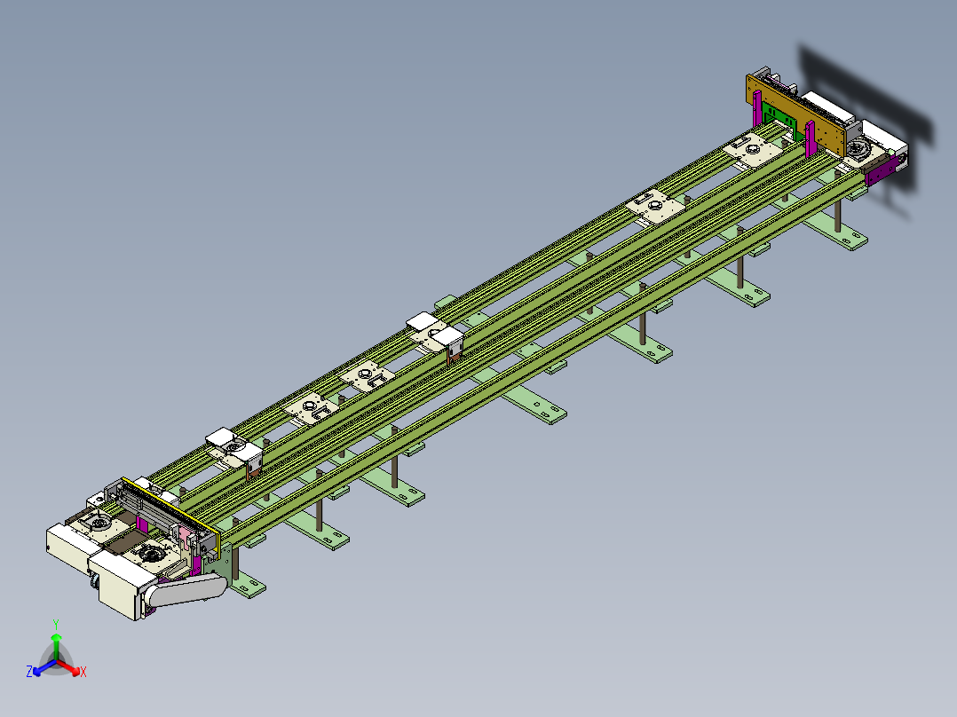 单电机驱动双输送带3D数模图纸 STP格式正等轴测图
