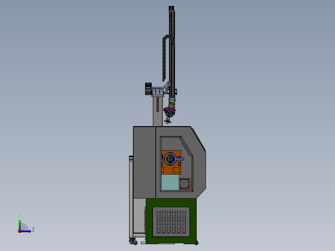 单臂XZ桁架上下料机械手3d图纸 CNC两轴XZ双夹爪桁架机械手3d模型左视图