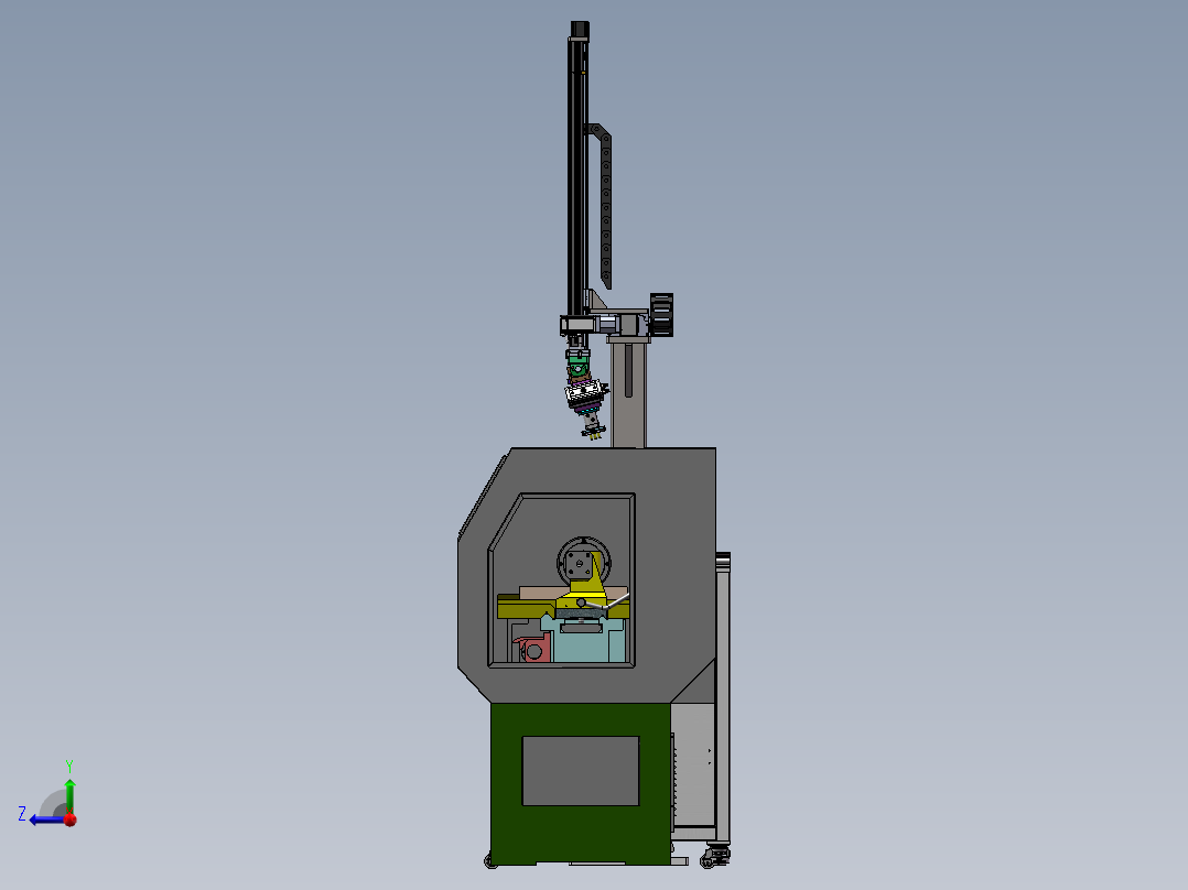 单臂XZ桁架上下料机械手3d图纸 CNC两轴XZ双夹爪桁架机械手3d模型右视图