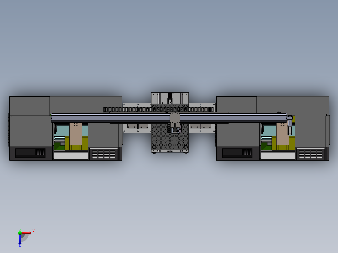 单臂XZ桁架上下料机械手3d图纸 CNC两轴XZ双夹爪桁架机械手3d模型俯视图