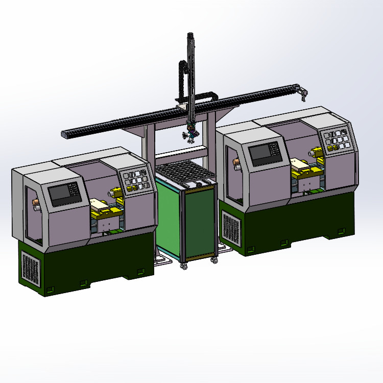 单臂XZ桁架上下料机械手3d图纸 CNC两轴XZ双夹爪桁架机械手3d模型