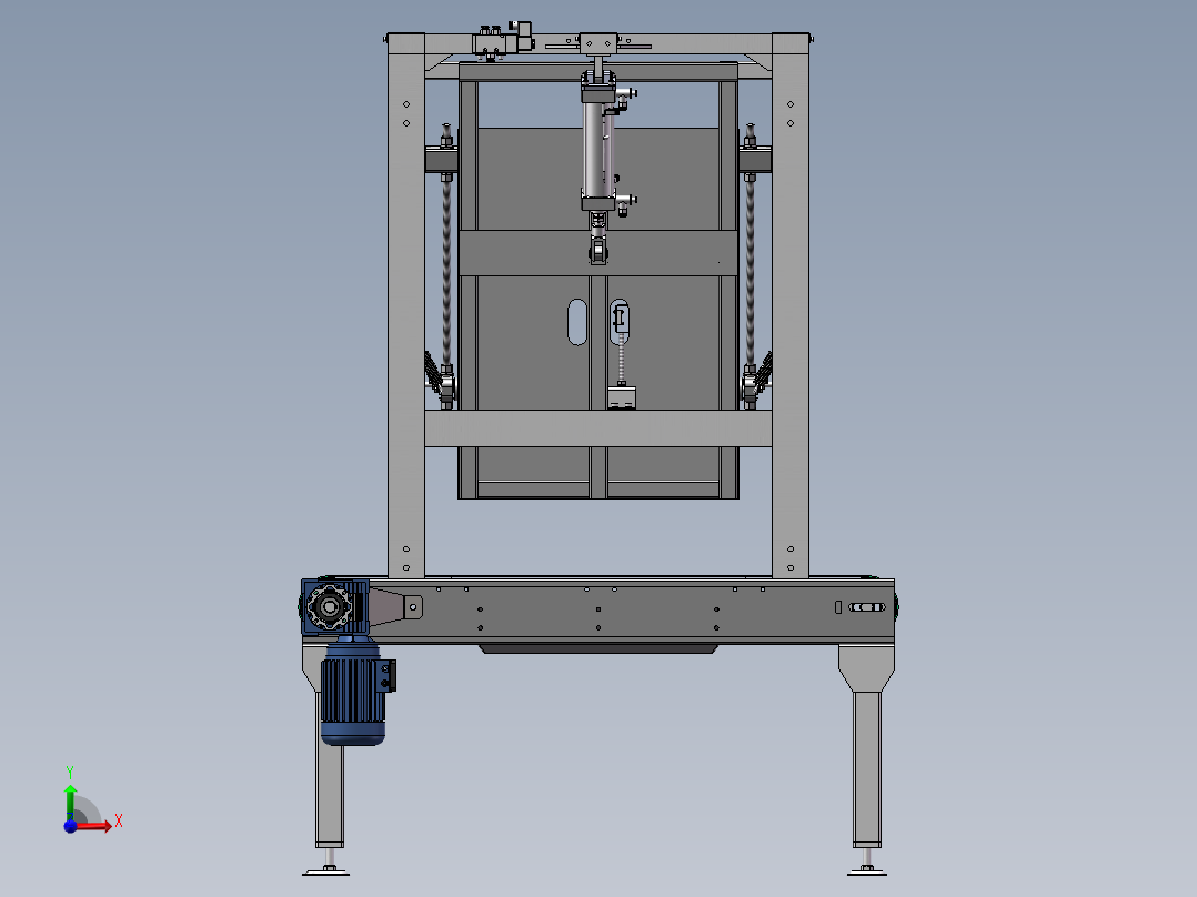 4060矩形管钣金皮带线在线式剔除机构3d图纸 在线转角机构3d模型前视图