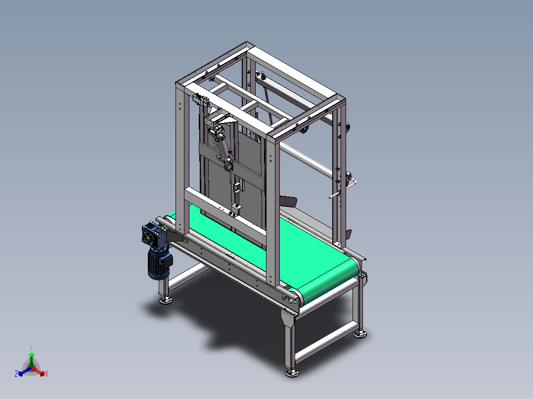 4060矩形管钣金皮带线在线式剔除机构3d图纸 在线转角机构3d模型正等轴测图
