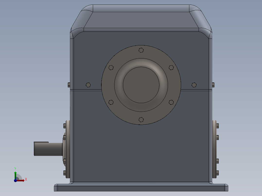 蜗轮蜗杆减速器3D数模图纸 Solidworks设计前视图