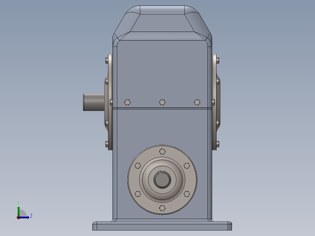 蜗轮蜗杆减速器3D数模图纸 Solidworks设计左视图