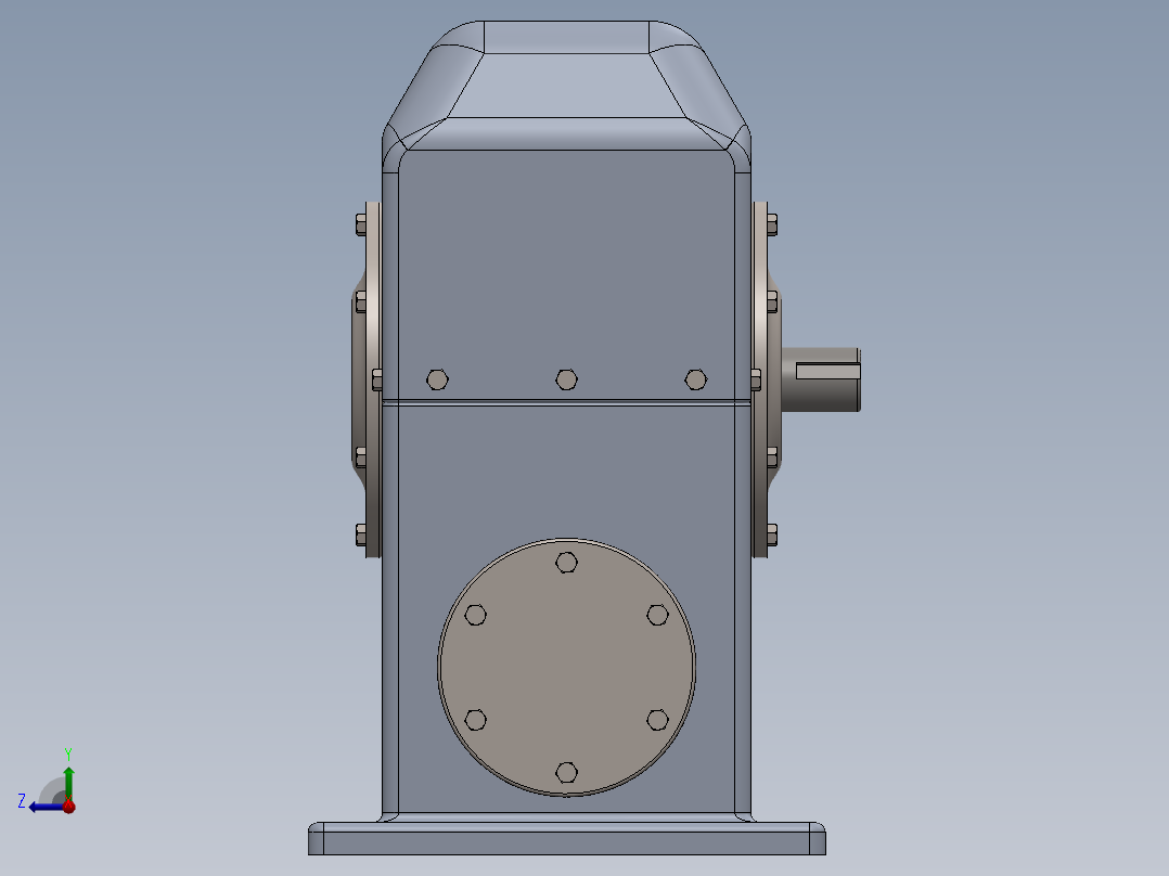 蜗轮蜗杆减速器3D数模图纸 Solidworks设计右视图