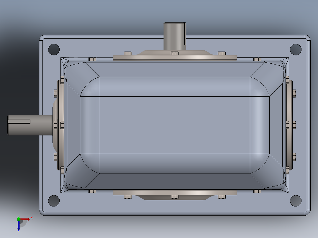 蜗轮蜗杆减速器3D数模图纸 Solidworks设计俯视图