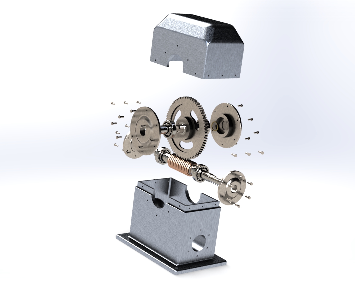 蜗轮蜗杆减速器3D数模图纸 Solidworks设计