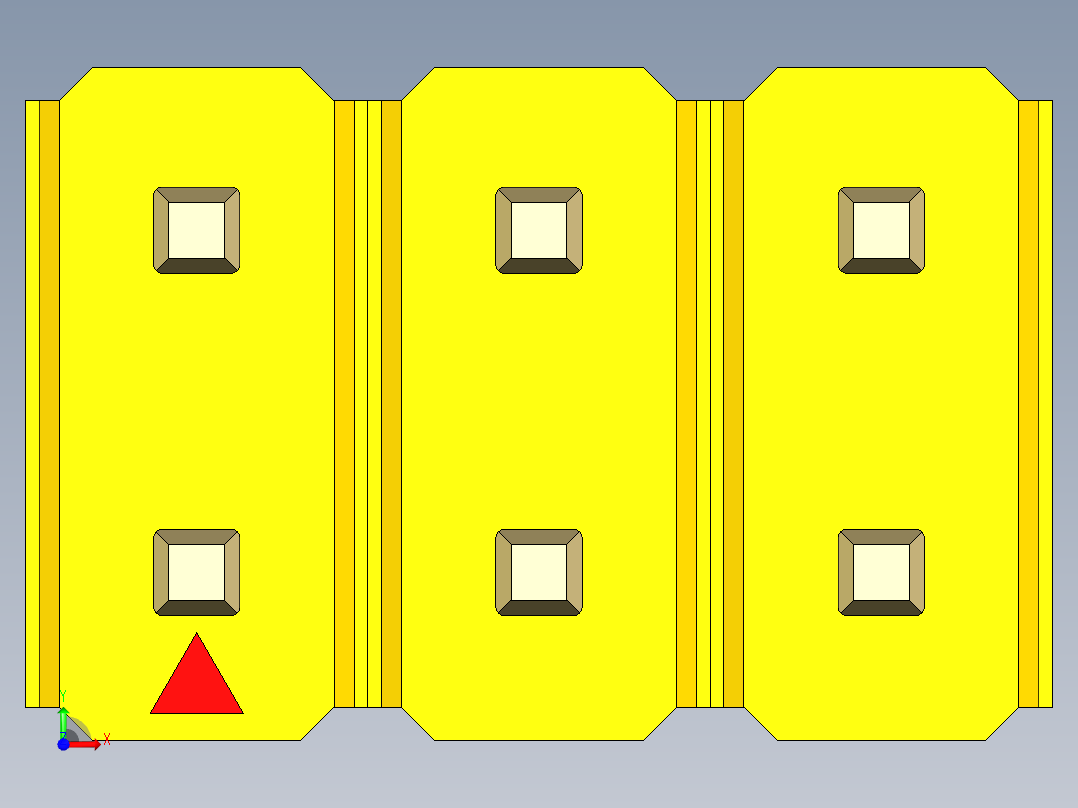 彩色公头100mil（2.54mm）系列-DS1021_yellow_2x03p_100mil_Type5_rev1.0前视图