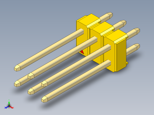 彩色公头100mil（2.54mm）系列-DS1021_yellow_2x03p_100mil_Type5_rev1.0正等轴测缩略图