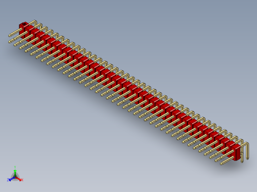 彩色公排针 100mil 2.54mm 系列-DS1022_red_2x40p_100mil_TypeD_rev1.0
