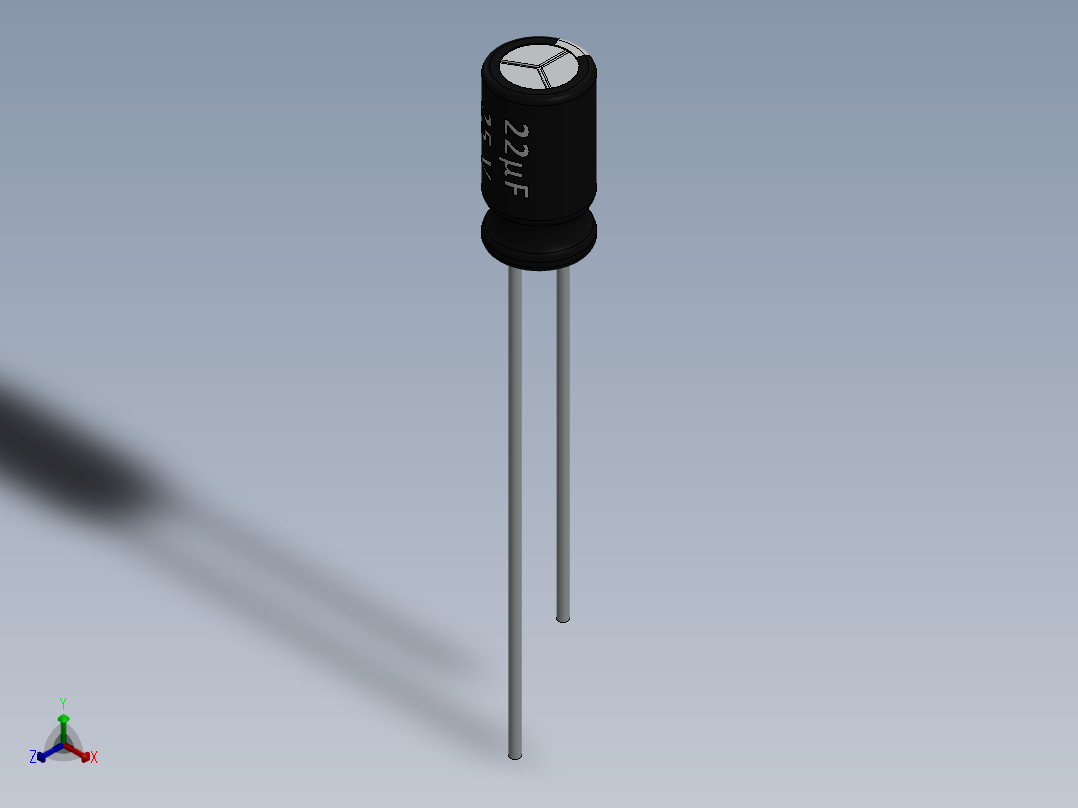 电容器 二极管 电阻器-Capacitor 22uF-25V正等轴测图